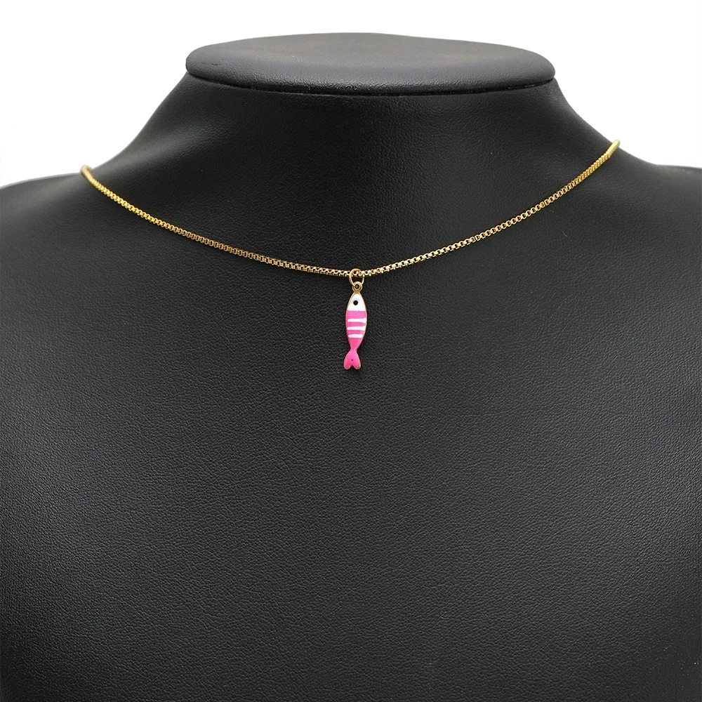 20pcs Stainless Steel Gold Stripe Fish Charms Ocean Animal Enamel Pendants DIY Necklace Bracelet Making Jewelry Findings 5x14mm view 6