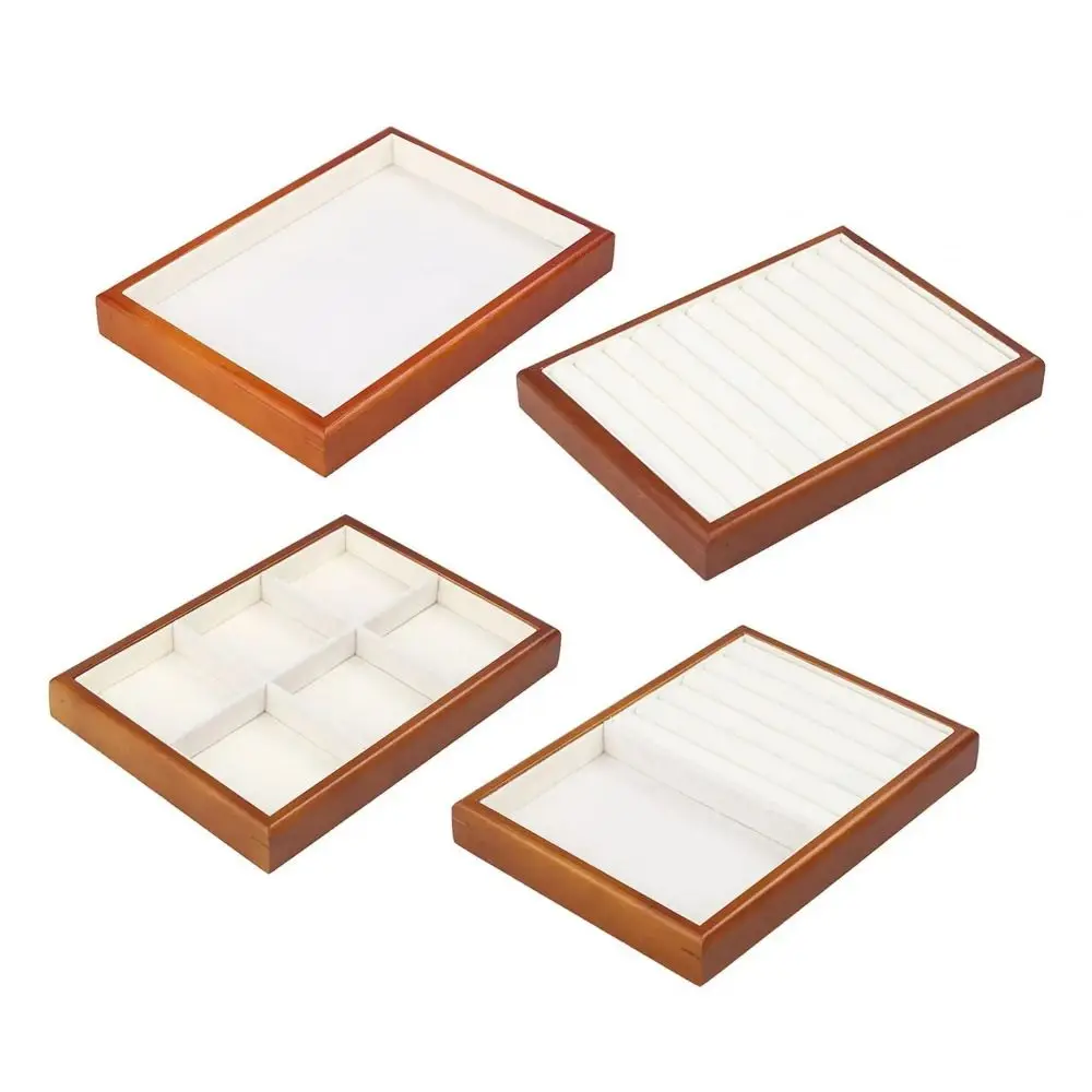 

Multi-Grids Wood Rings Tray Exquisite Velvet Ring Earring Holder Jewelry Display Ear Studs Case Jewelry Box Wooden Holder Home