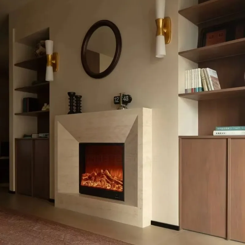 High End Custom Beige Travertine Natural  Fireplace Surround Luxury Wall Cladding For Villa Hotel Living Room