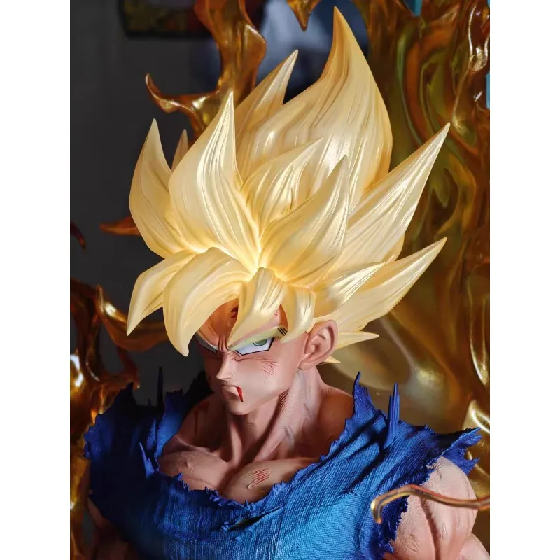 Figurine Dragon Ball Super Saiyan Son Goku, 60cm, modèle animé haut de gamme, système de Collection en résine, ornements de bureau, jouets cadeaux de vacances
