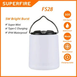 SUPERFIRE FS28 LED Camping Lantern Portable Emergency Lights Outdoor Hiking Night Fishing Hanging Type-C Rechargeable Flashlight