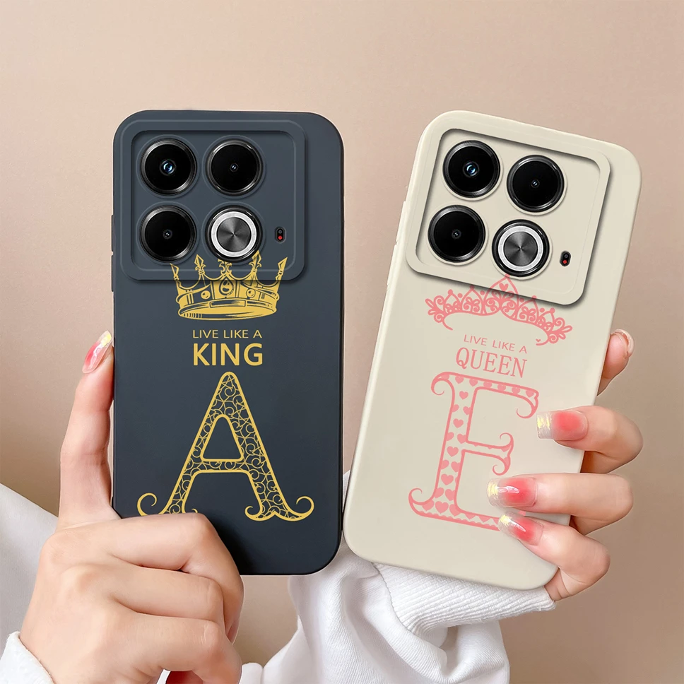 Case For Infinix Note 40 Pro Plus 4G 5G Fashion Crown Letters Liquid Silicone Phone Cover For InfinixNote40 Pro Plus 4G 5G Funda