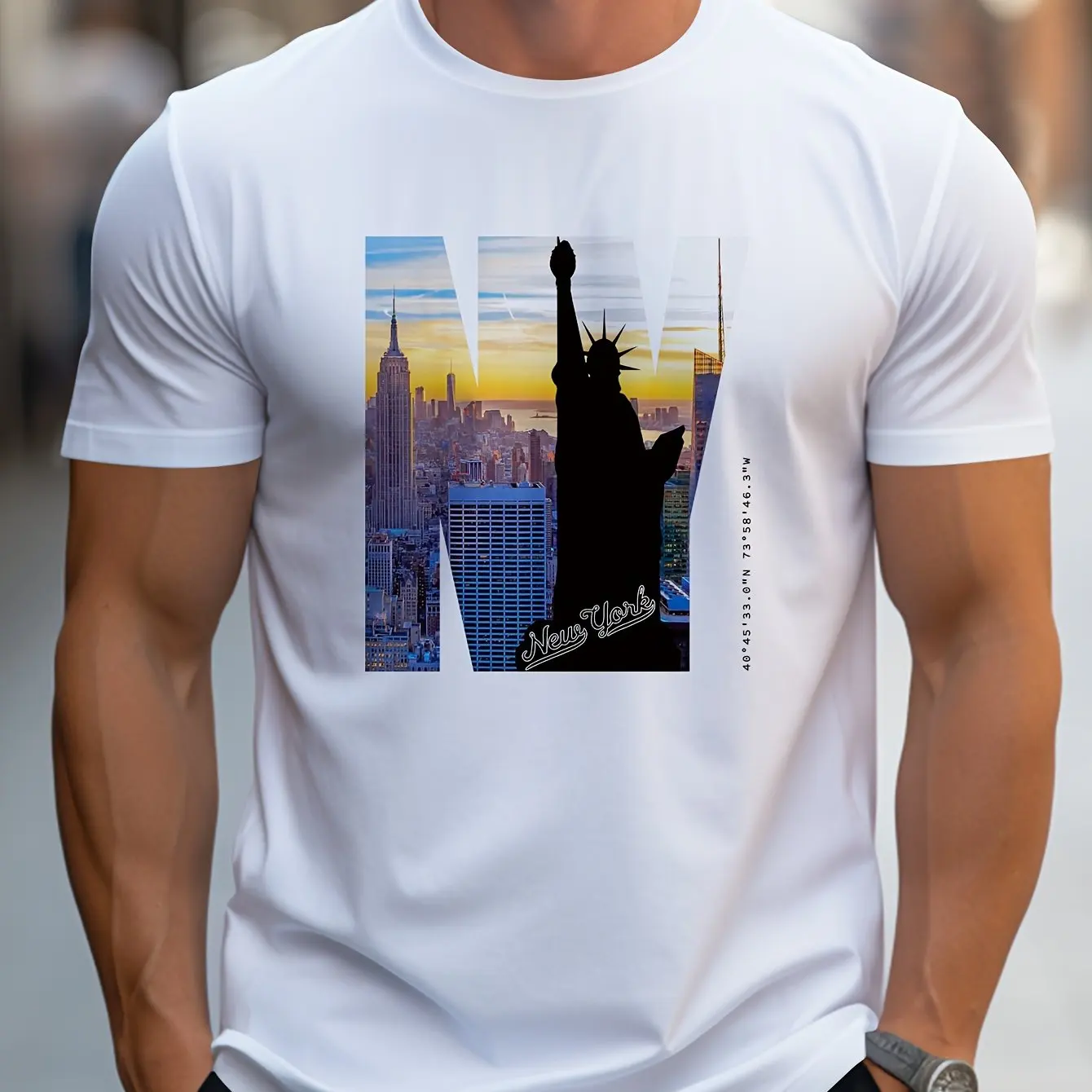 Men's Statue of Liberty T-shirt paired simple and fashionable tennis breathable fitness short sleeved men's badminton sportswear