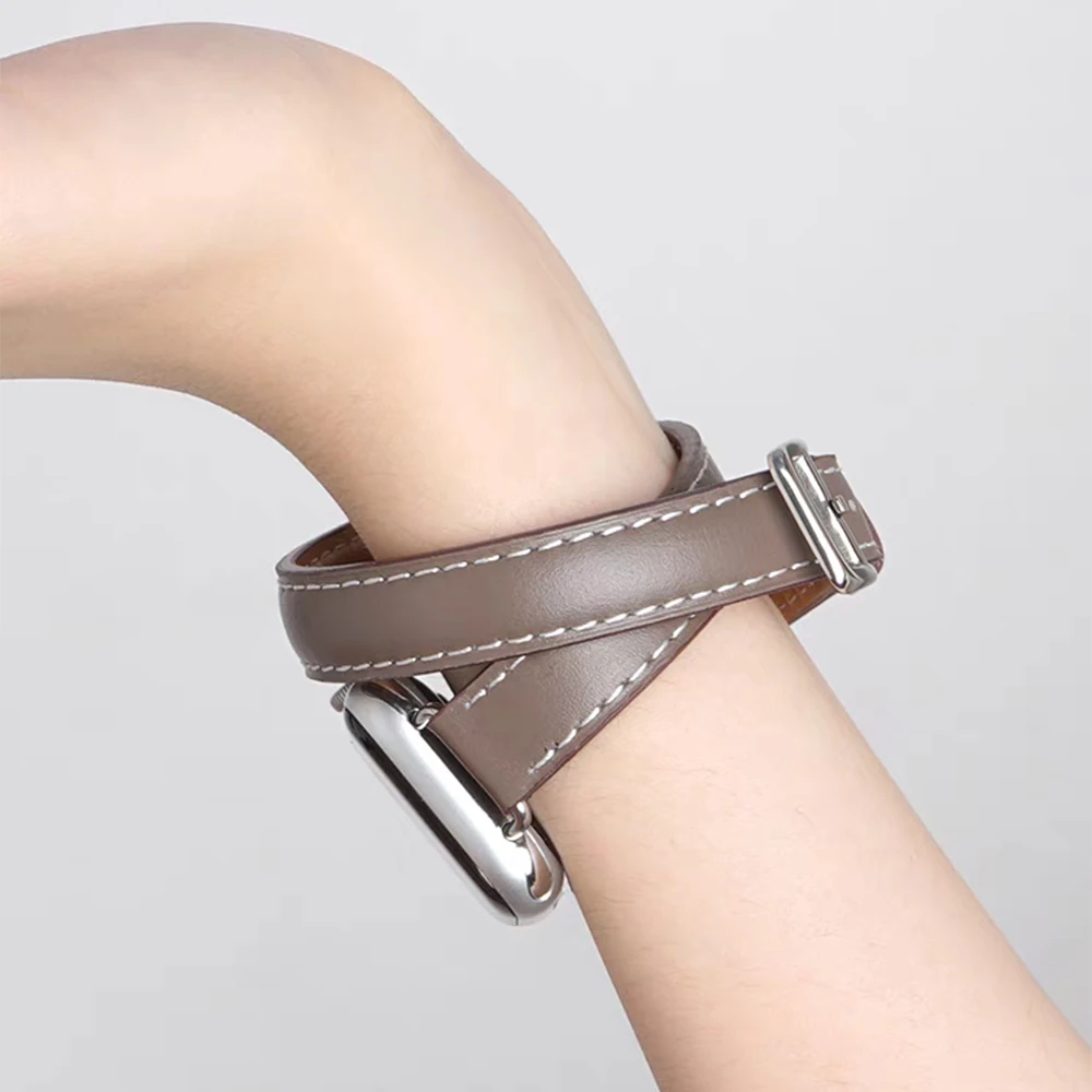 Кожаный ремешок для Apple Watch Band 49 мм 41 мм 45 мм 40 мм 44 мм 42 мм IWatch Series 10 9 8 7 6 SE 5 4 Ultra 2 1, сменный Браслет