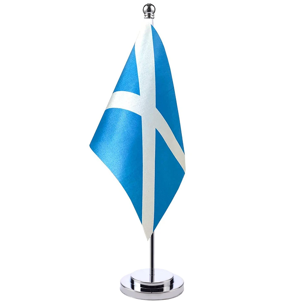 

14x21cm Saint Andrew's Cross Scotland Desk Country Banner Meeting Room Boardroom Table Standing Pole The Scottish National Flag