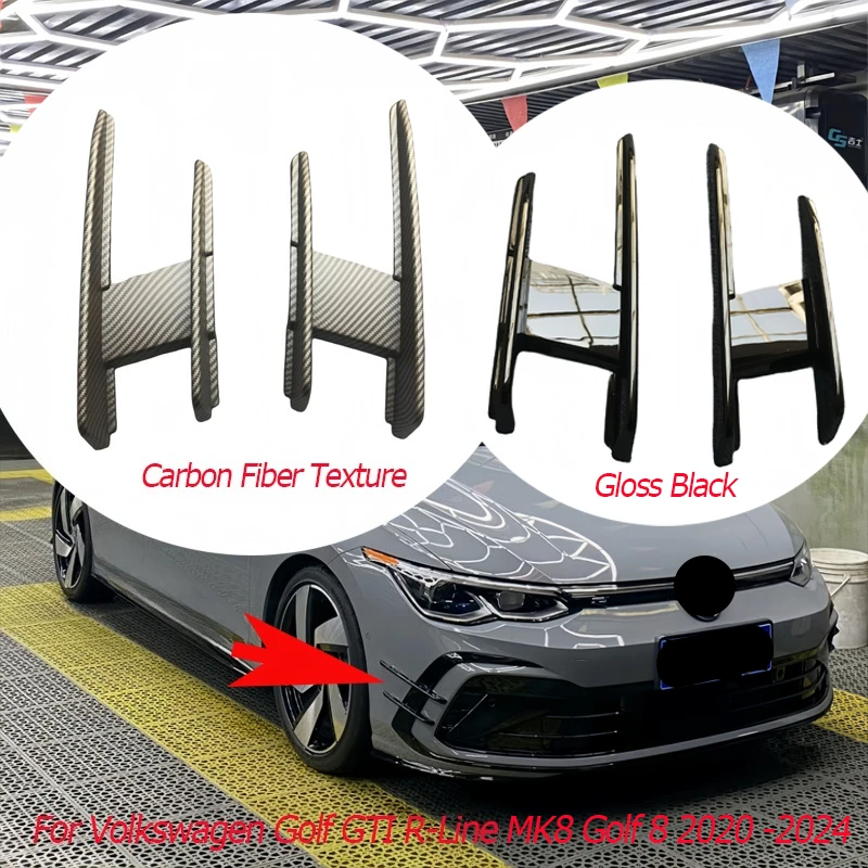 For Volkswagen Golf GTI R-Line MK8 Golf 8 2020 2021 2022- 2024 ABT Style Car Front Bumper Side Spoiler Splitter Trim Body Kit