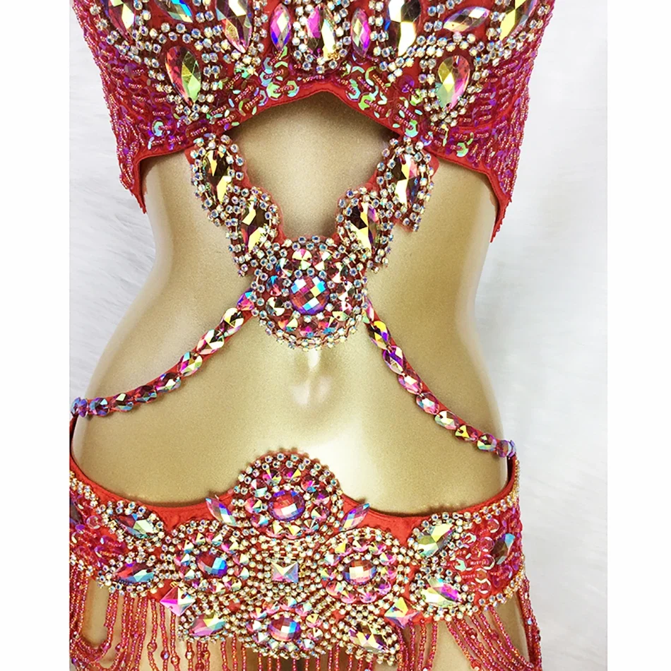 Seksowny biustonosz i pasek do tańca brzucha 2 PCS Zestaw akcesoriów do tańca dla dorosłych kobiet Strip Dance Performance Night Club Stage Catwalk Props