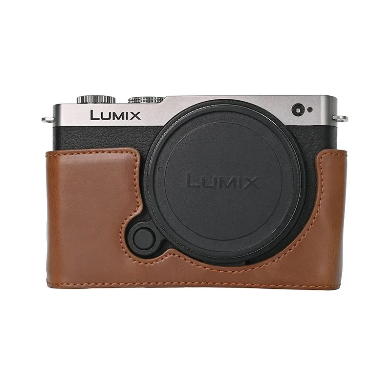 Handmade PU Smooth Leather Half Camera Case Bag Cover Bottom Opening Version for Panasonic Lumix S9