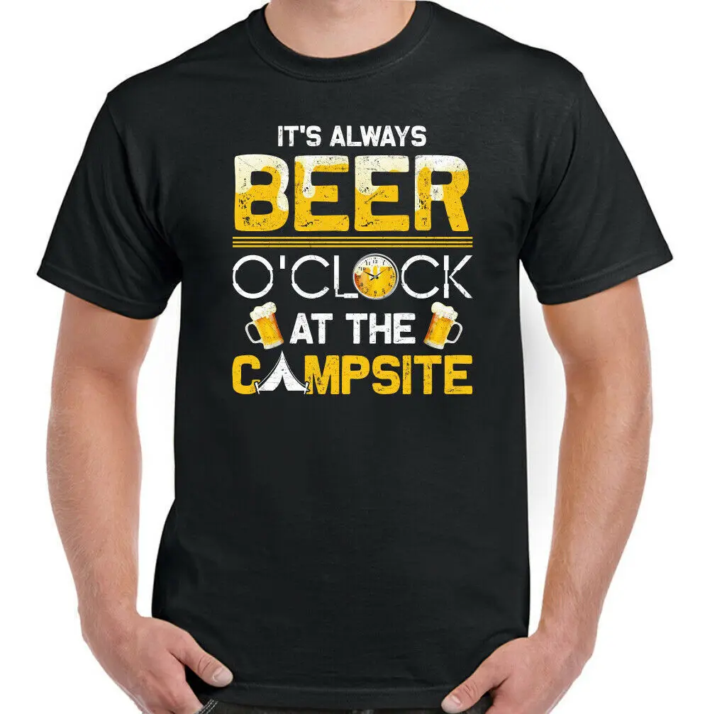 Funny Men's Camping T-Shirt - Beer, Caravan, Tent, Alcohol, Cider Theme