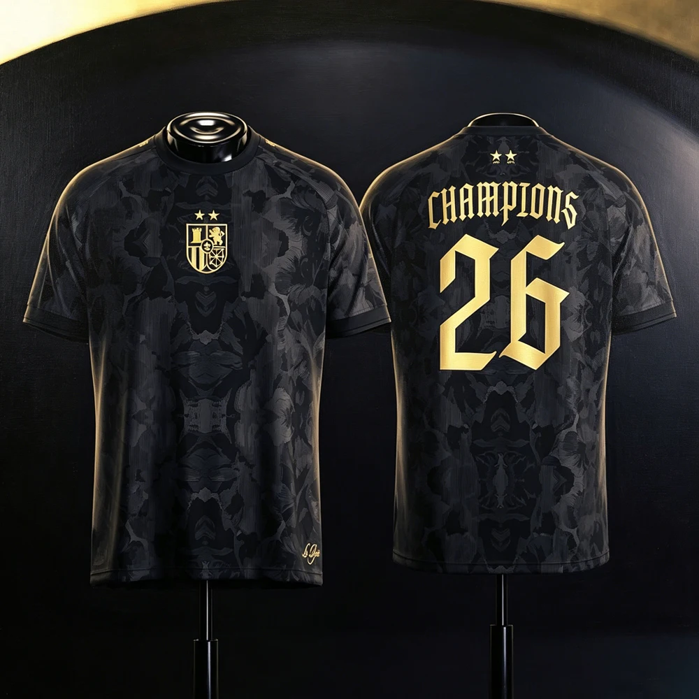 Spain 2026 Champions Jersey Men's Women's Sports Quick Dry Breathable Short Sleeve T-shirts Football Training Jerseys For Fans