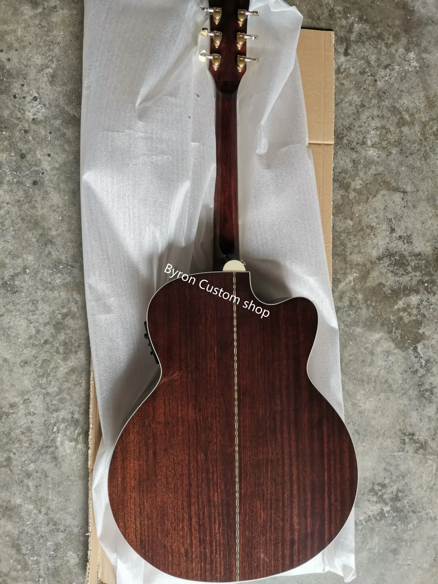 jumbo left handed Custom Jumbo size solid mahogany cutaway acoustic electric Guitarra handmade armrest lefty guitar ship from US