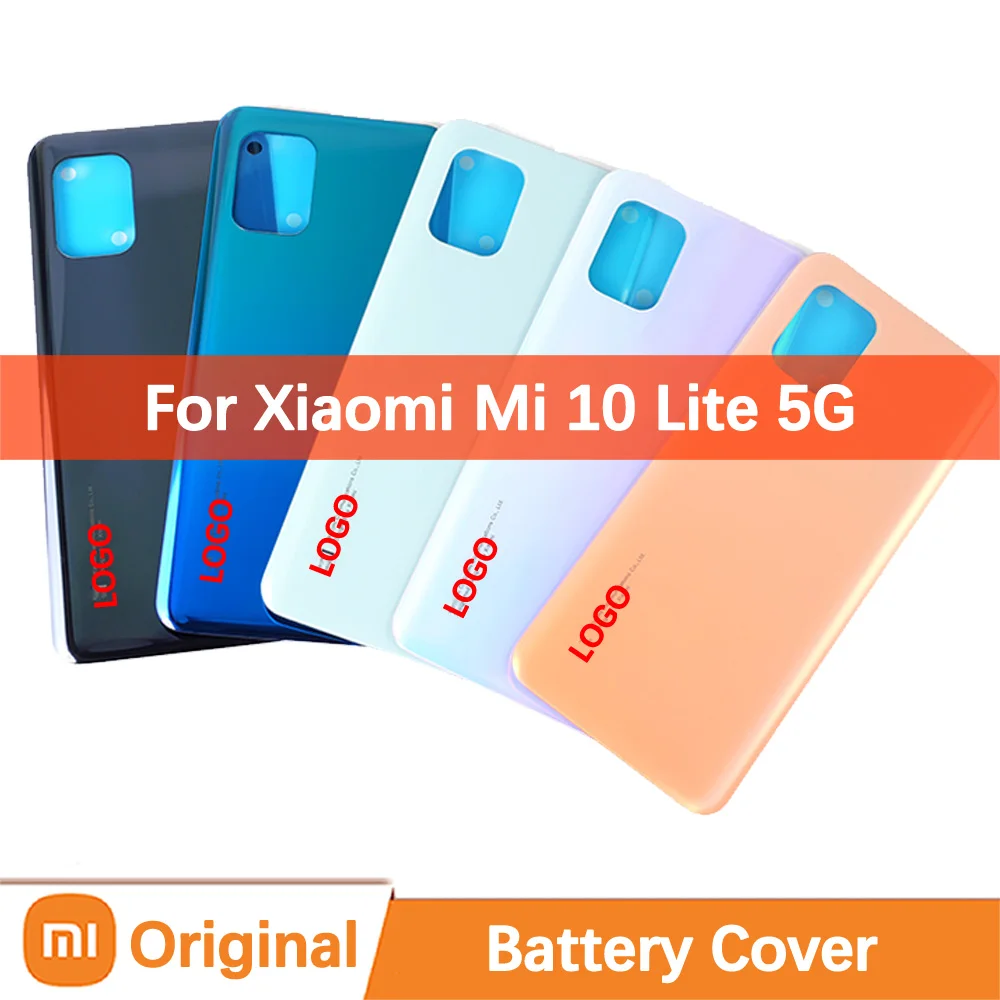 Original Replace Rear Battery Back Cover Door Housing For Xiaomi Mi 10 Lite 5G Parts Shell Replacement Lens Middle Frame Youth