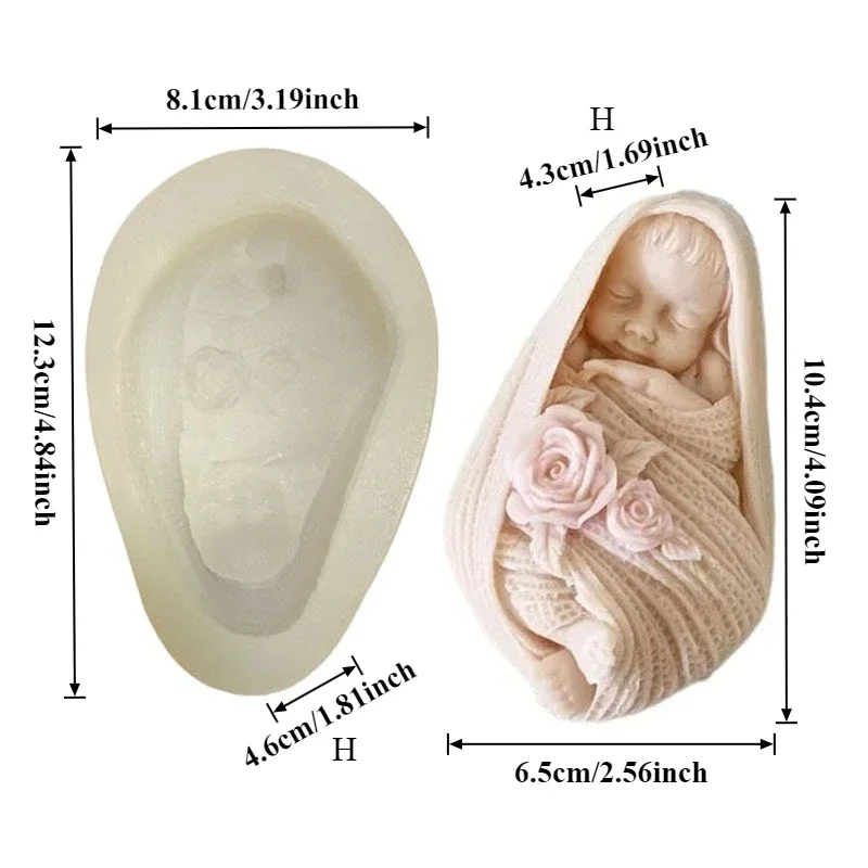 3D Sleeping Baby Silicone Candle Mold, DIY Full Moon Baby Portrait Gypsum Resin Craft Cement Clay Mold, Mother's Day Gift