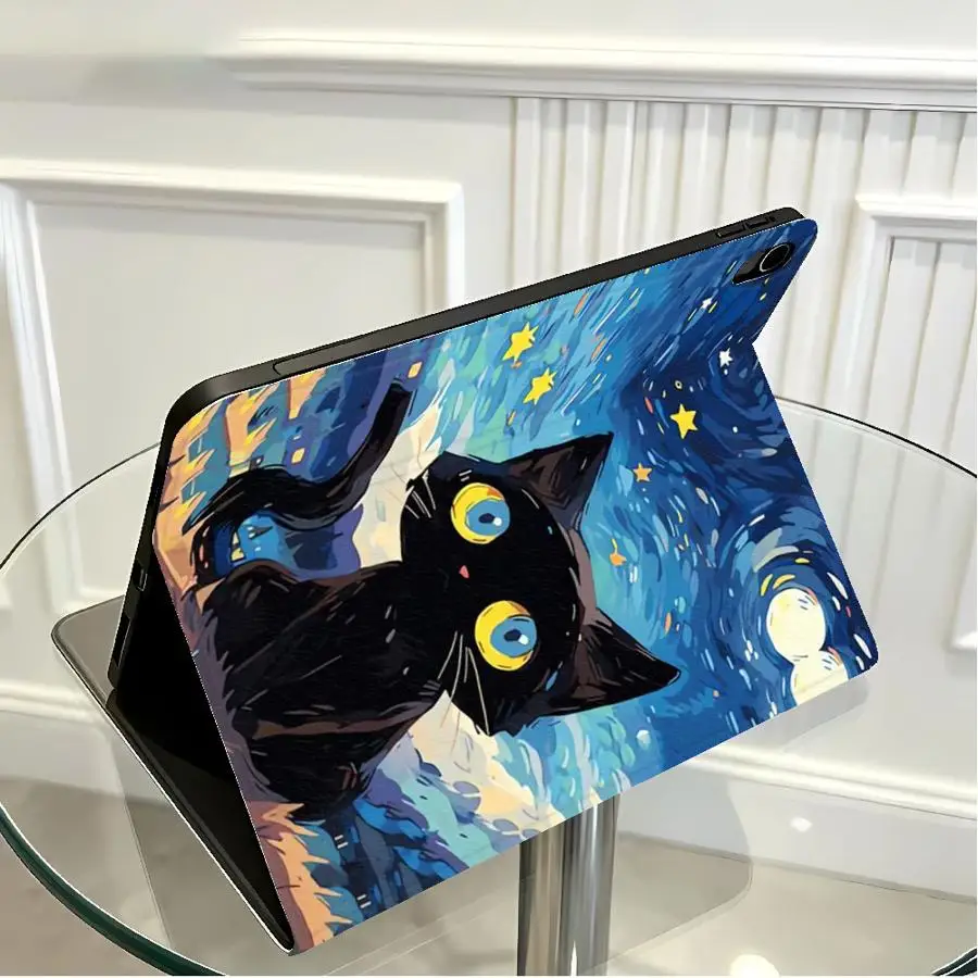 Sky Starry Night Cat Case for Samsung Galaxy Tab A9Plus S11 A7 Lite S10FE A8 S9+ S10 Lite A11 S10 Plus S7 S8+ S9 FE With Pencil - view 6