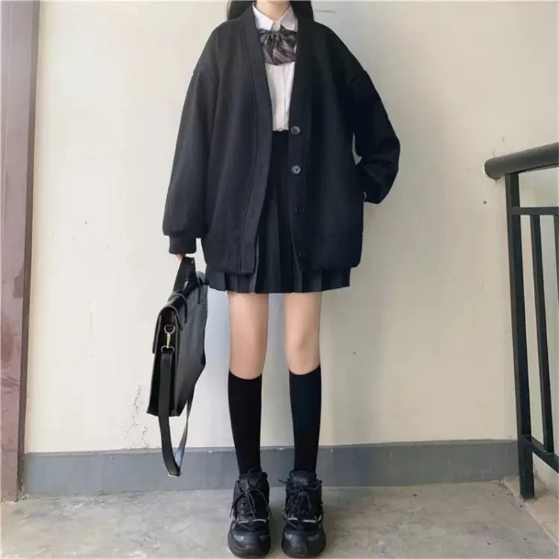 Nuovo Cardigan giapponese JK maglione nero autunno inverno Casual giacca sportiva studente bottone College Style Fashion Girls JK Coat