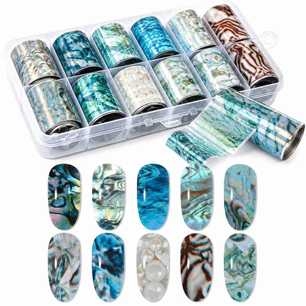 PET Nail Transfer Foil Starry Sky Pattern Shell Pattern Nail Art Foil Multicolor DIY Nail Art Manicure Transfer Stickers