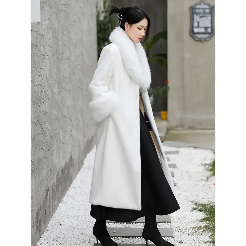 Women Faux Fur Coat Autumn Winter Long Imitation Mink Overcoat Ladies Loose Soft Comfortable Fur Overcoat Female Fur Windbreaker