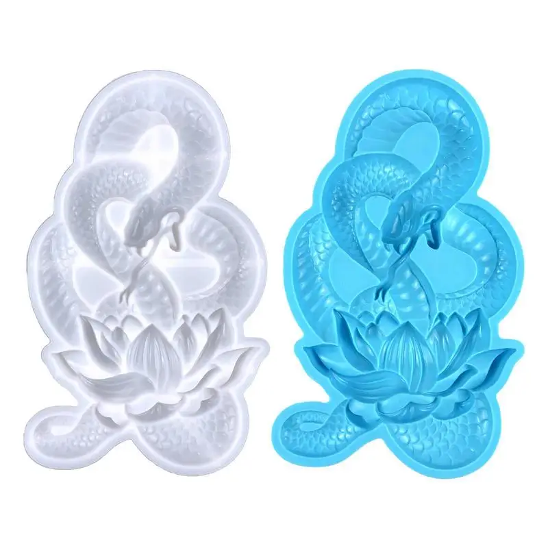 Snake Silicone Mold Durable & Long Lasting Handmade Animal Shaped Lotus Snake Silicone Mold For Resin Crafts Desktop Ornament