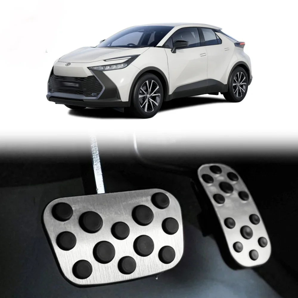 Aluminum Alloy Car Foot Pedals Cover Accessories Accelerator Gas Fuel Brake Rest Pads Mat For Toyota CHR C-HR 2024 2025