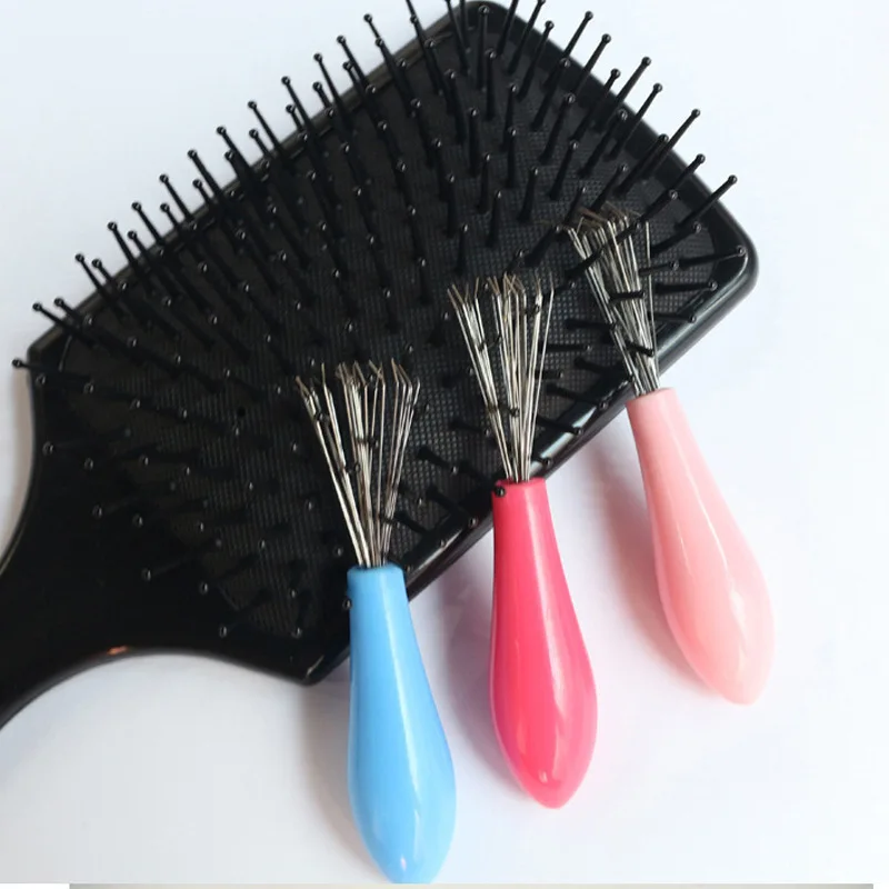Limpiador de cepillo de pelo con peine, mango de plástico, removedor de cepillo de limpieza, herramientas de belleza integradas, productos de limpieza, suministros de limpieza