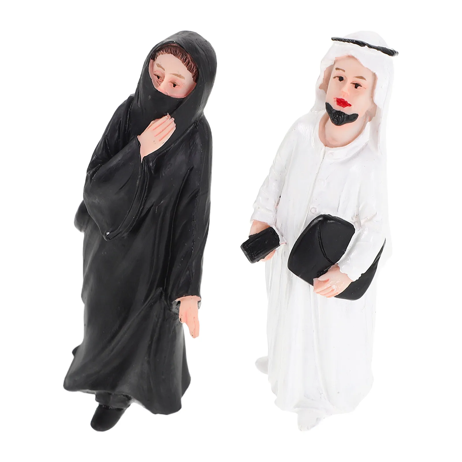 

2Pcs Arabian Couple Resin Miniature Bonsai Decor Office Desk Decor Resin Craft Micro Landscape Islamic Sculpture