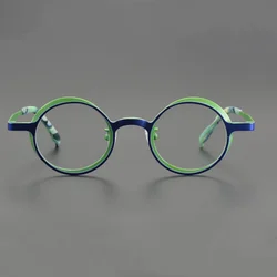 Vintage two-color pure titanium glasses frame men's and women's round optical glasses frame to make prescription glasses for myo