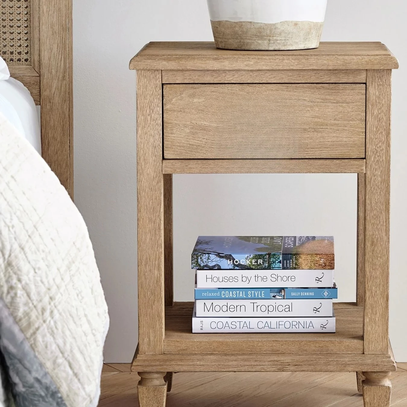 PB original order export American bedside table French retro oak solid wood edge few American country bedroom storage cabinet