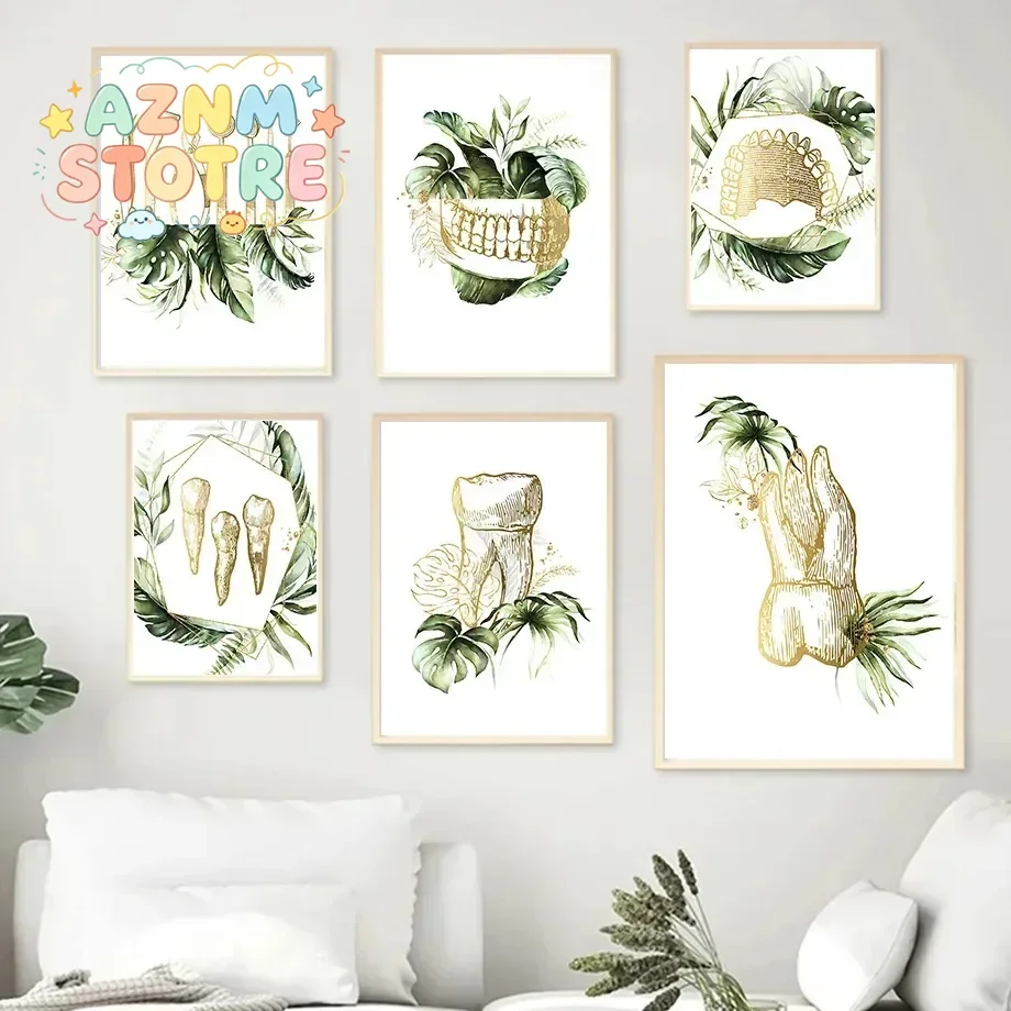 Teeth Spine Skeleton Human Anatomy Wall Art Canvas Painting Medical Posters Print Pictures For Doctor Office Dental Clinic De