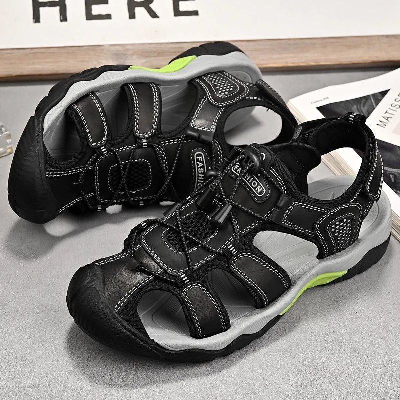 

Summer Men's Sandals Outdoor Breathable Walking Trekking Casual Shoes Anti-slip Hiking Climbing Men Slippers Beach Wading Shoes