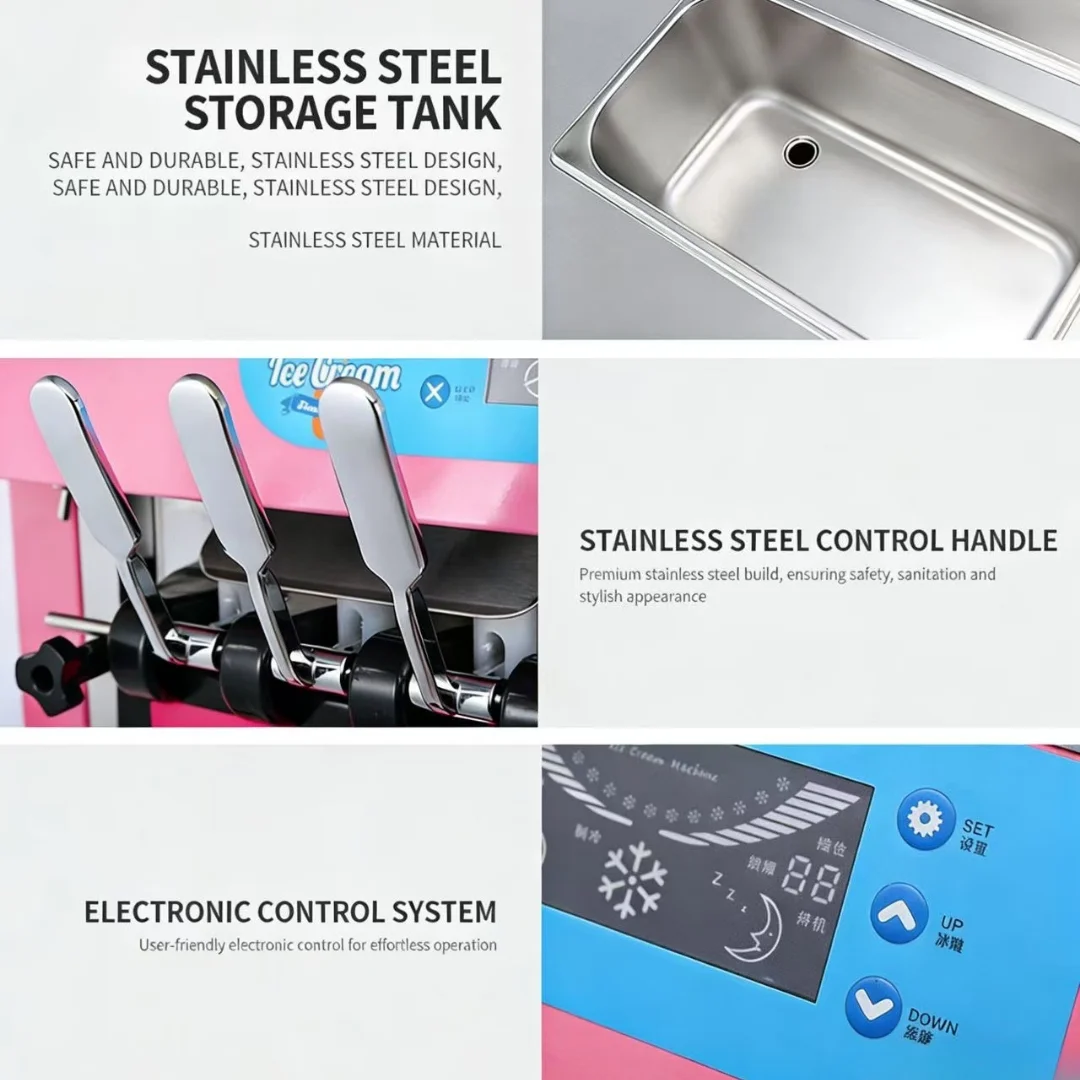Ticari Otomatik Paslanmaz Çeli - Soft Serve Ice Cream Machine 3 Flavor incelemesi ve fiyatı