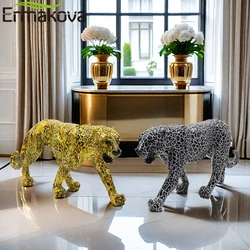 ERMAKOVA Abstract Panther Statue Leopard Sculpture Resin Cheetah Figurine Desktop Table Top Ornament Home Office Decor Gift