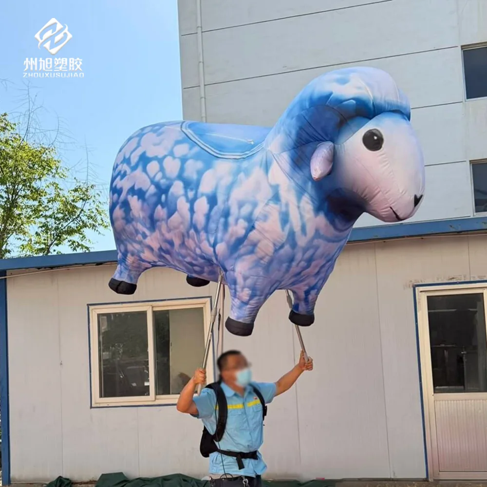 Inflatable Blue Mountain Goat, an adorable inflatable animal-themed prop for party decorations, an inflatable walking goat