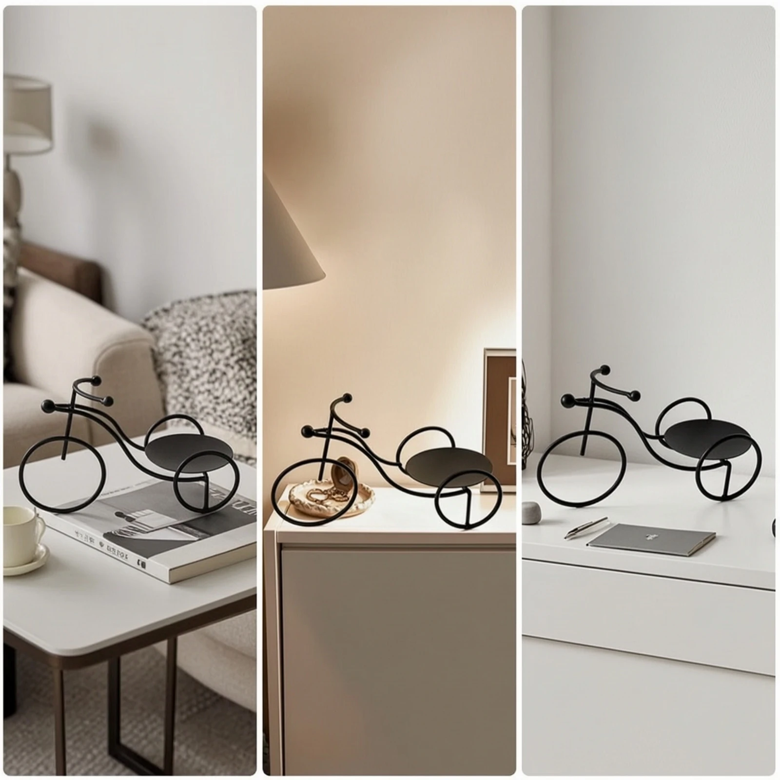 Cycle Candle Holder Decorative Candle Tray Stand Candlestick Rustic Vintage for Coffee Table