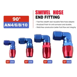 Straight 90 Degree Aluminum AN4 6 8 10 forged type swivel Hose End Fitting Adapter Oil cooler Fuel Line