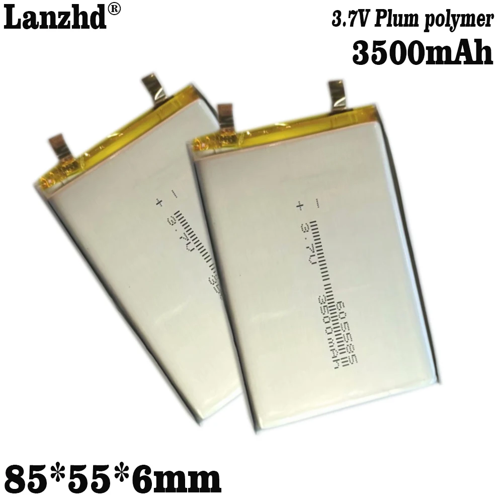 85*55*6mm 3.7V polymer lithium battery 605585 3500mAh flat panel mobile power battery For  LED light GPS positioning battery