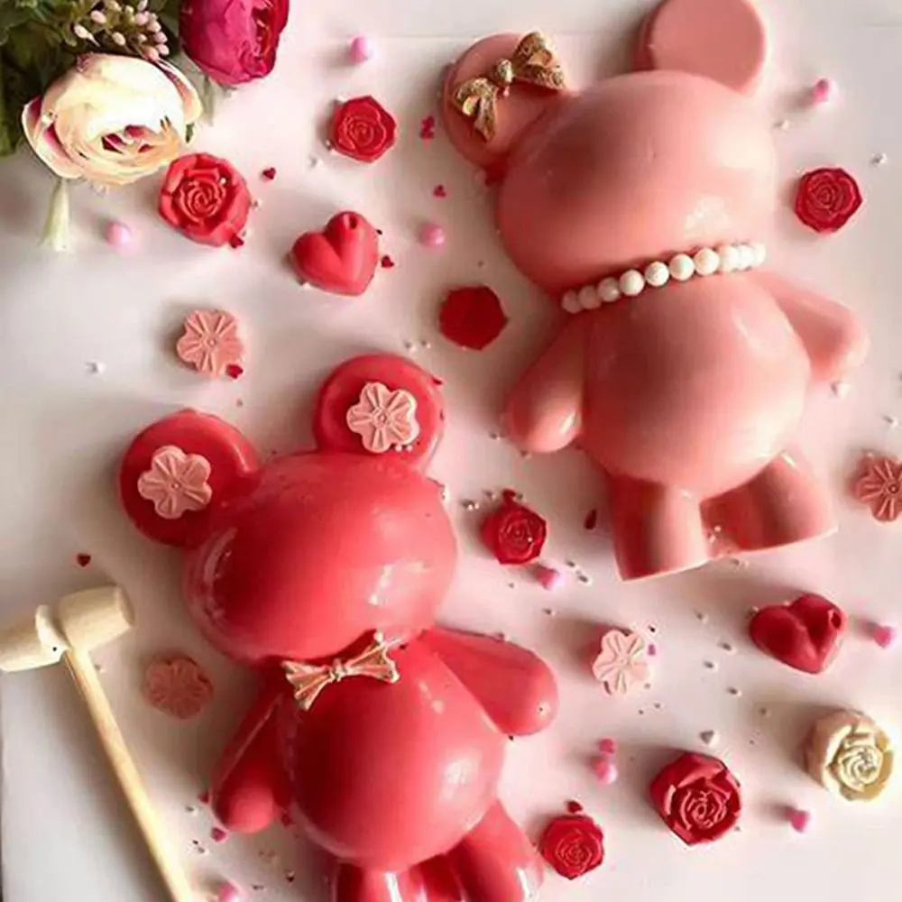 3D Teddybär DIY Tropfkleberform Backzubehör Graue Schokolade Silikonform Hochwertige Kuchendekoration