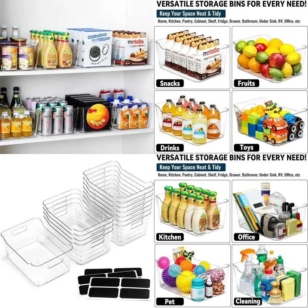 

Extra Large Clear Plastic Storage Boxes with Labels for Home, Kitchen, Pantry, Bathroom, Office - Multipurpose SOHO Collection O