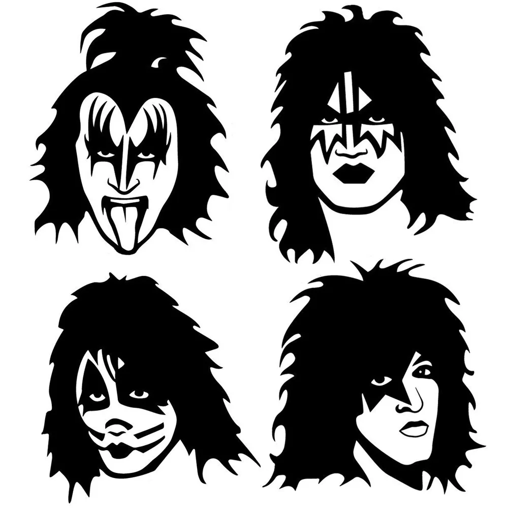 Rock Band Car Sticker Death Rock KISS Sticker Hip-hop Music Rock Enthusiasts Motorcycle Off Road Decorative Decals PVC