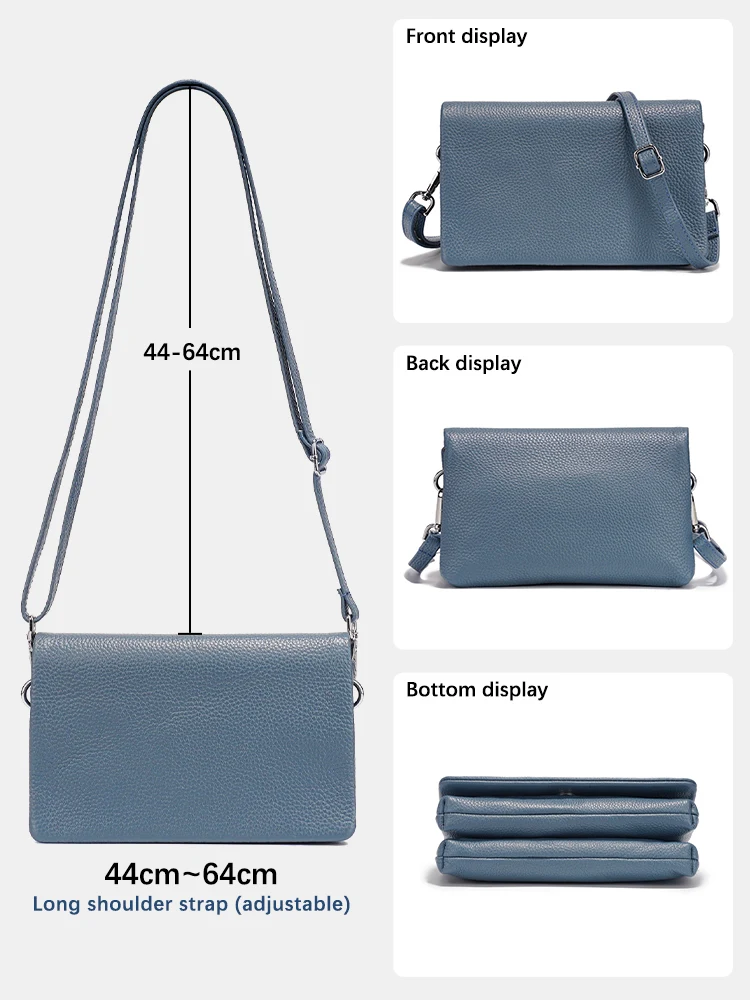 New Soft Leather Flap Envelope Bag Multiple Pockets Women's Bag Genuine Leather Shoulder Crossbody Versatile Zency Commuting Bag