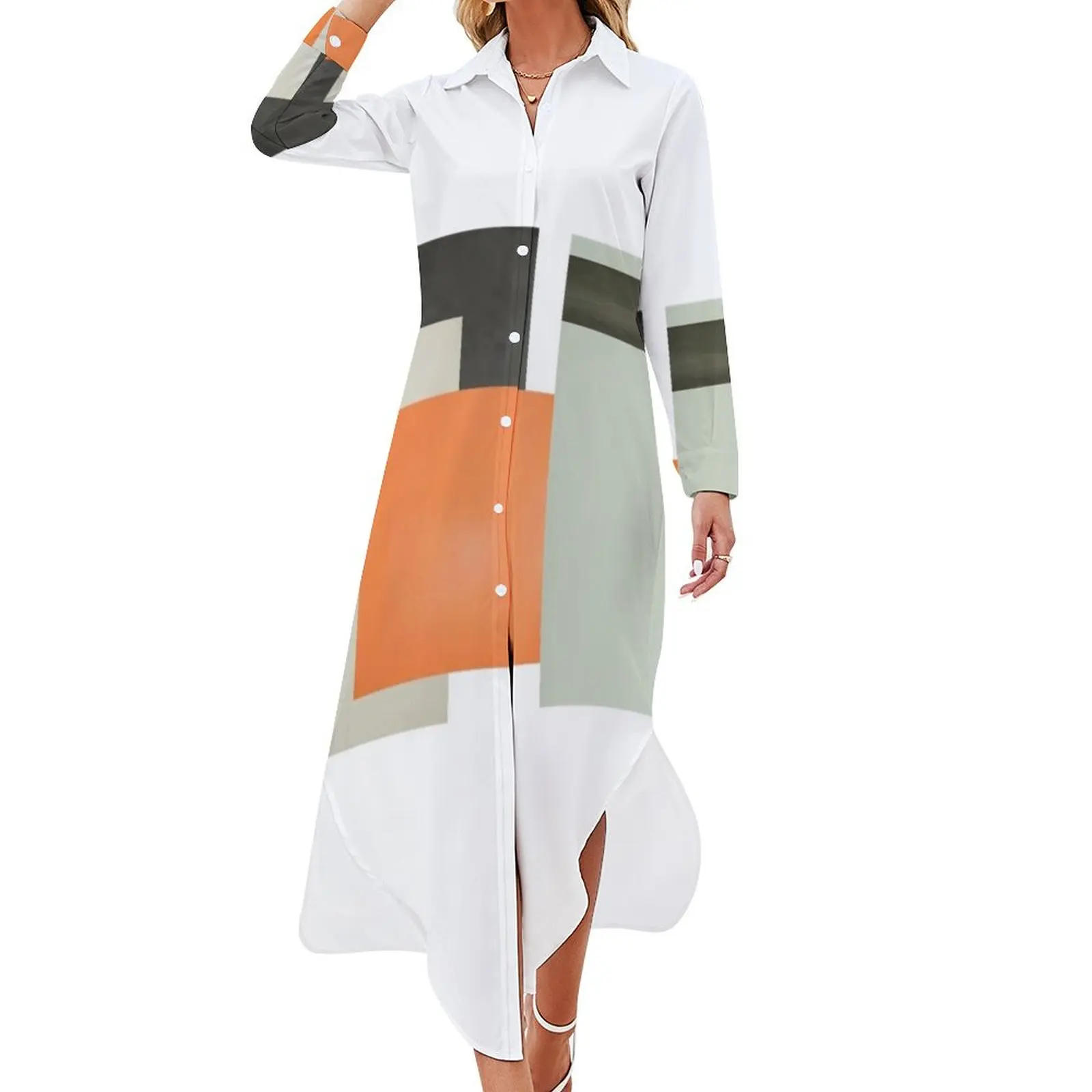 

Bauhaus textile pattern Long Sleeved Shirt Dress cute dress dress women elegant luxury