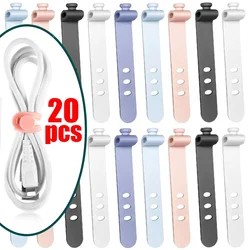 20/10/1PCS Silicone Cable Ties Reusable Wire Management Organizer Multipurpose Elastic Cord Fastening Data Line Winder Straps