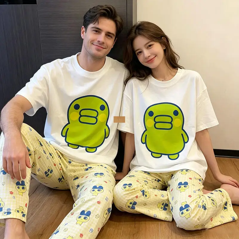 Women's Cotton Pajamas Set Kuchipatchi Summer Cute Tamagotchi Cartoon Short Sleeve Shorts Thin Soft Loungewear Girl Clothes Gift