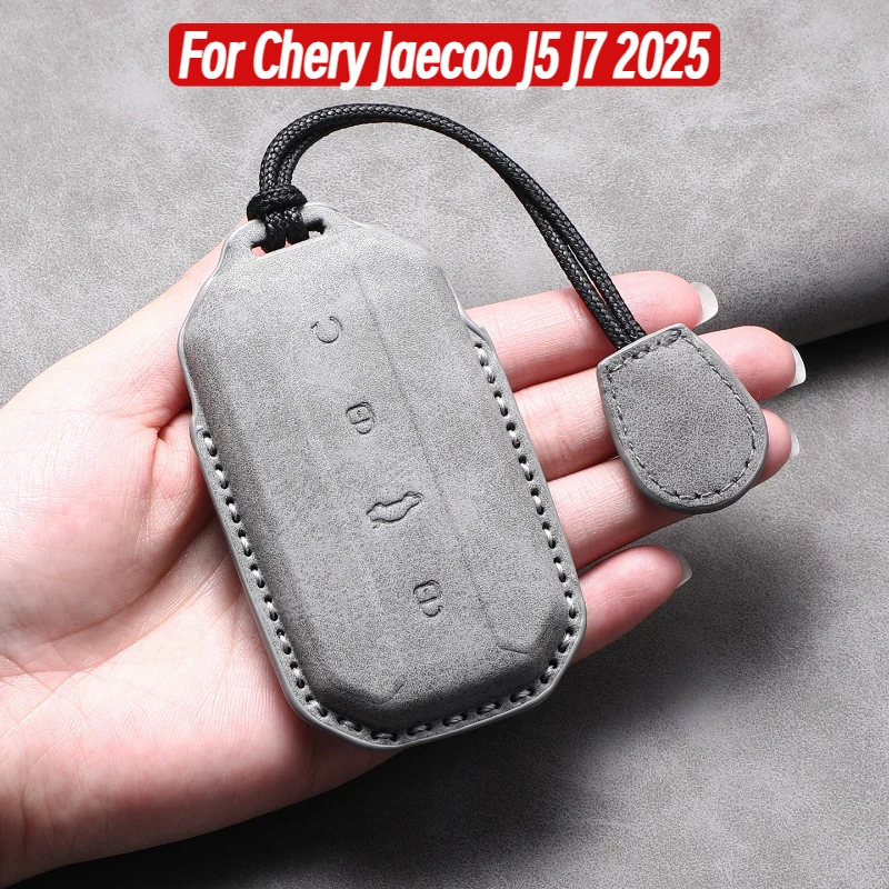 

For Chery Jaecoo J5 J7 2025 Leather Key Case Cover Fob Anti-Scratch Durable Car Key Protective Shell Car Decorative Accessoriess
