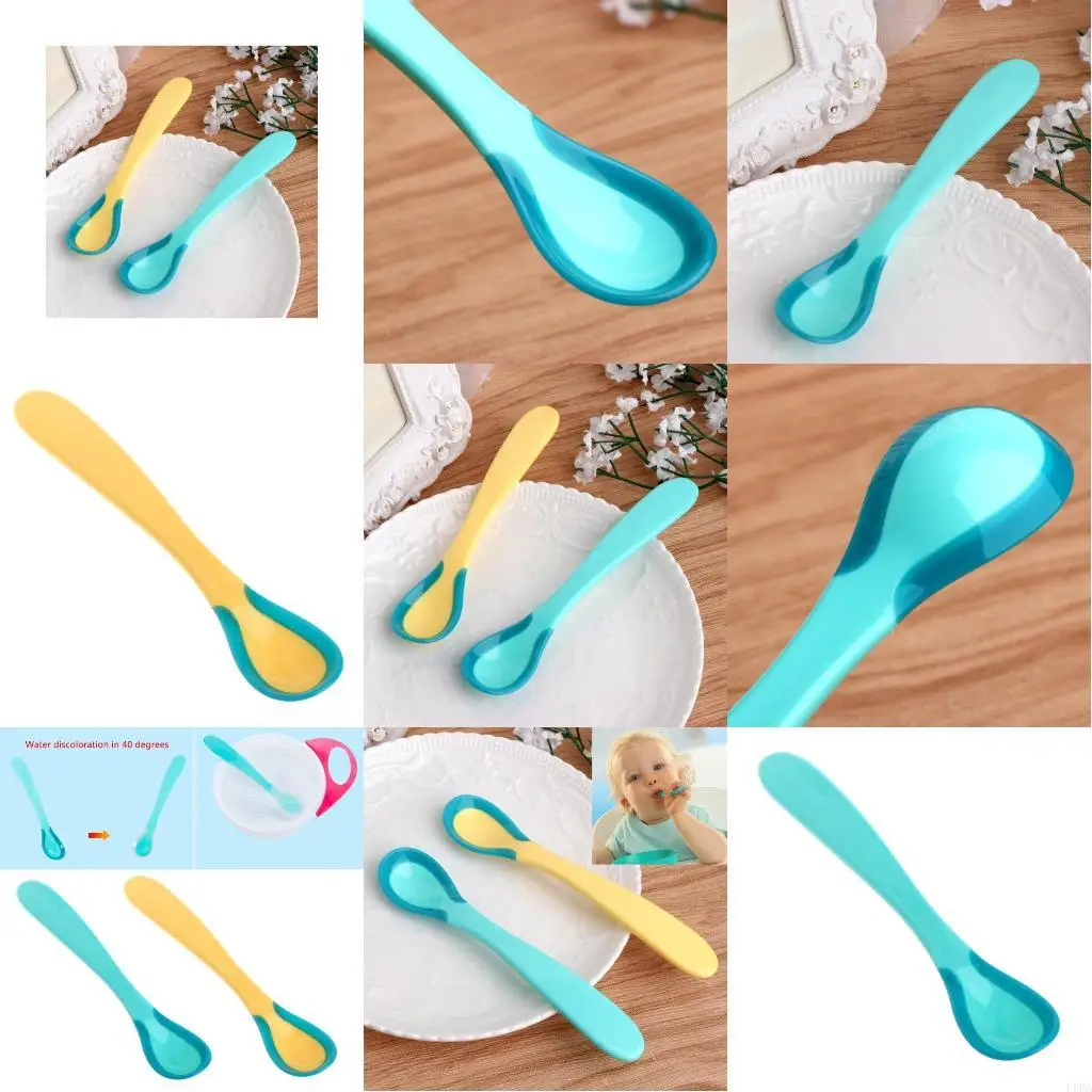

Детская ложка, термочувствительная детская ложка, безопасный инструмент для кормления новорожденных, мягкий силиконовый для за