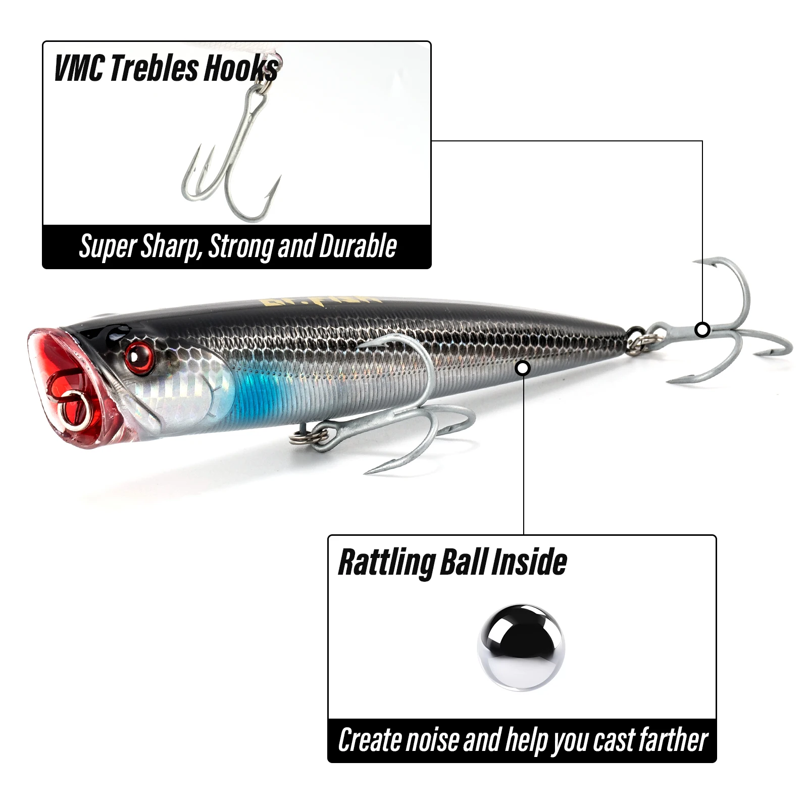 40g GT Popper Angelköder 14cm Wobbler Köder Kunstköder für Salzwasser Plug Thunfisch Surf Angeln Forelle Bass Offshore Big Game – Detail 13