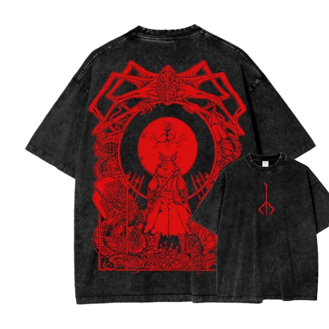 Camiseta nueva lavada de Bloodborne |   Ropa Personalizada para Fanáticos del Anime |   Prenda Holgada y Transpirable, Unisex, para Todas las Temporadas, Artículo Popular