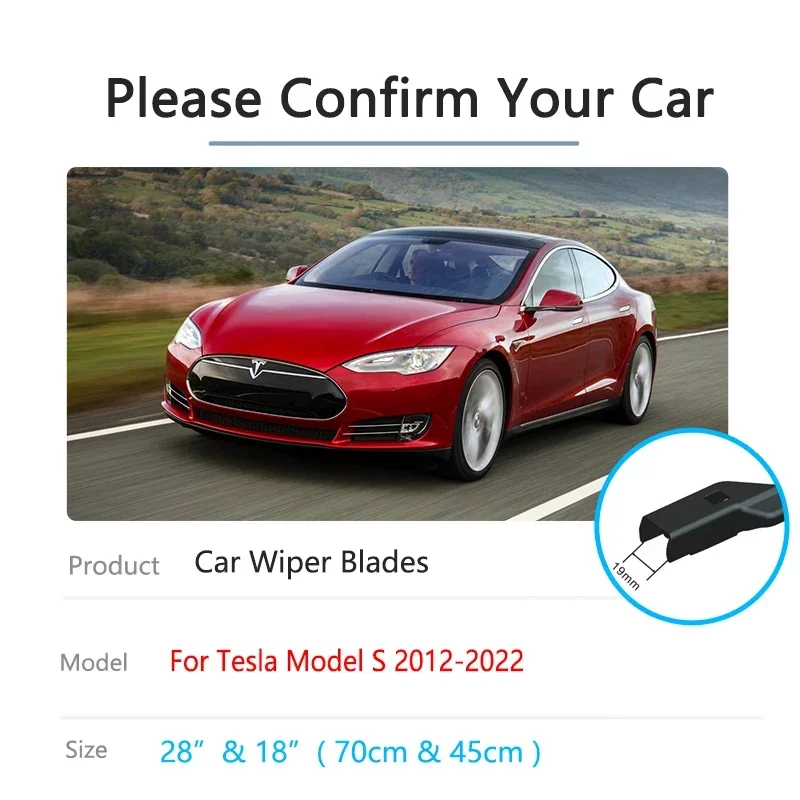 For Tesla Model S 2012~2022 Front Wiper Blades Brushes Cutter Accessories LHD RHD Window Windshield Rubber Universal 28+ 18