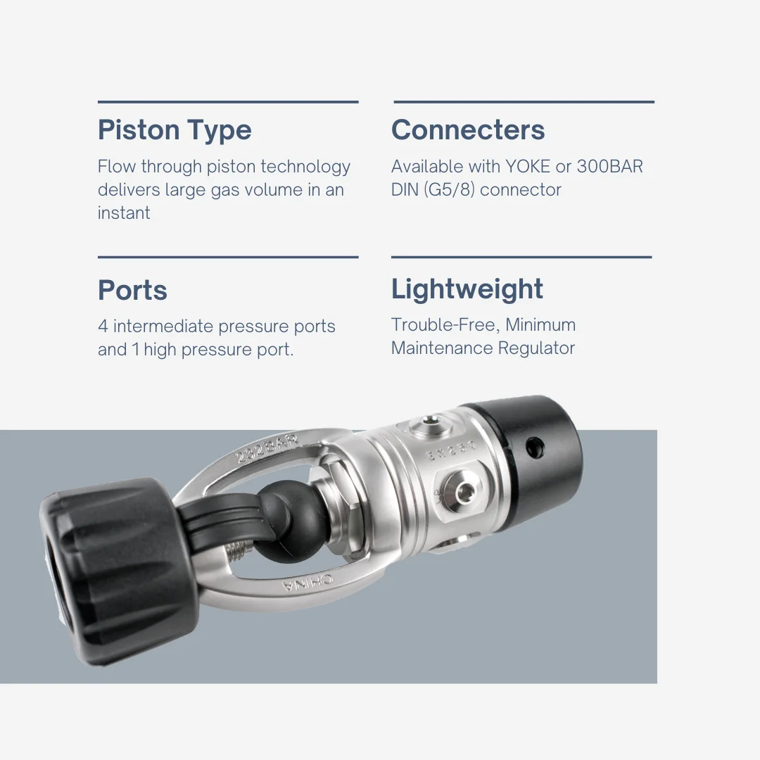 Hotdive Joch & Din Kolben Typ First Stage Tauch regler Set