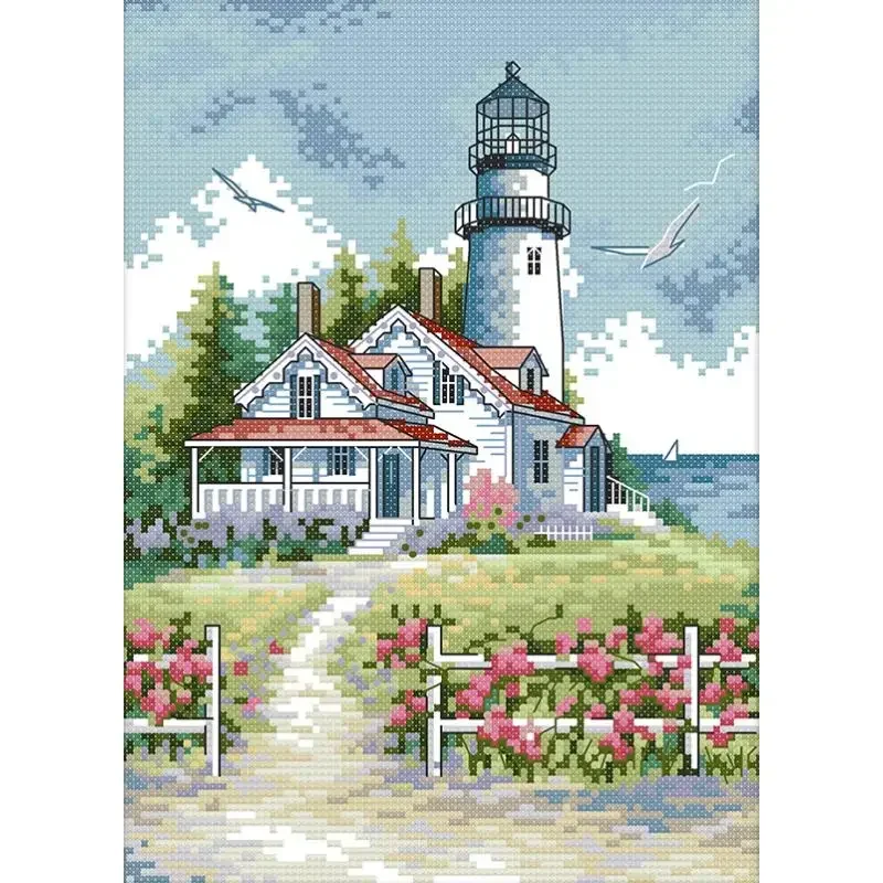 Seaside Lighthouse Series NKF Scenic Patterns Cross Stitch Kit DIY Hand Needlework Aida 14CT 11CT 16CT Canvas Embroidery Crafts