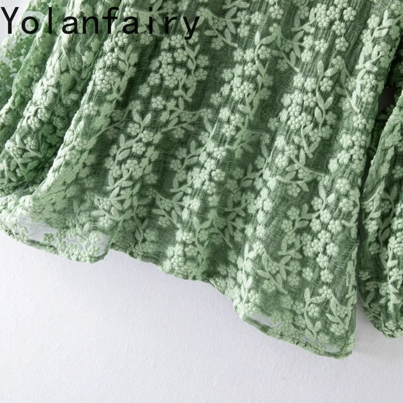 YOLANFAIRY 100% Moerbei Zijde Blouses voor Vrouw Elegante Geborduurde Zonwering Shirt Blouse Vrouwen Top Chemises Et Blouses